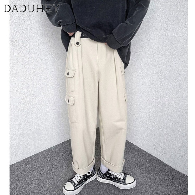 DaDuHey Men's Trendy Versatile Pocket Workwear Pants Ins Harajuku Style Loose Fashion Brand Casual Pants