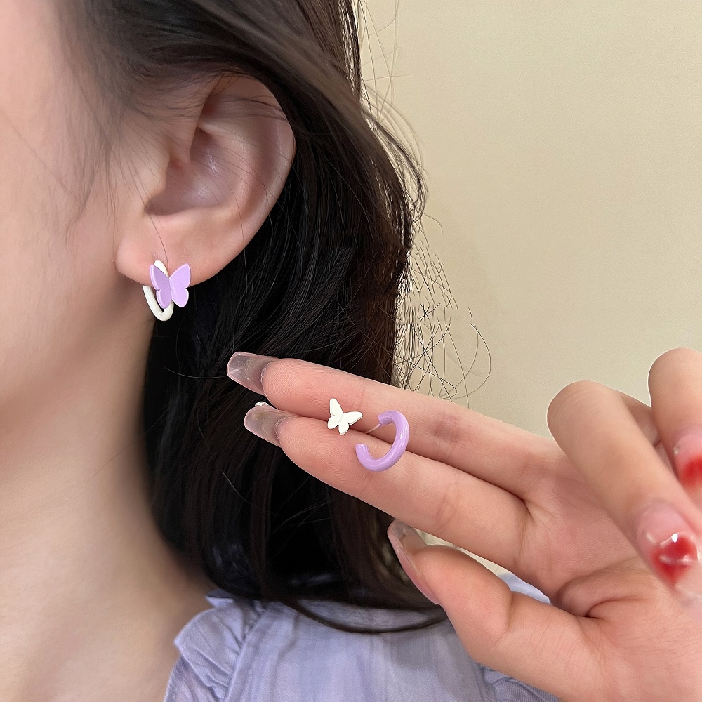 Set 3 Đôi Khuyên Tai Hình Bướm Nhiều Màu Sắc