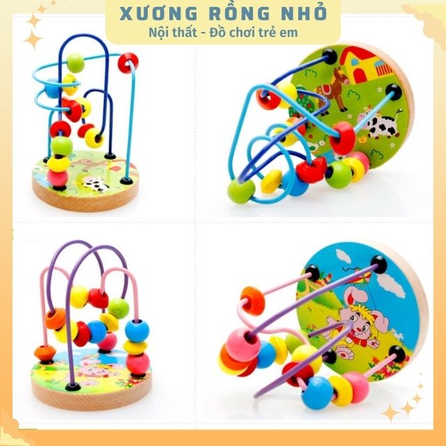 Đồ chơi luồn hạt size nhỏ cho bé, đồ chơi gỗ trẻ em, giáo cụ montessori, Xương Rồng Nhỏ