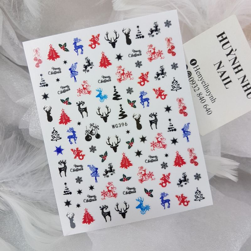 NOEL 2- STICKER NAIL 3D CÓ ÁNH KIM NHŨ LẤP LÁNH-STICK DÁN MÓNG NOEL