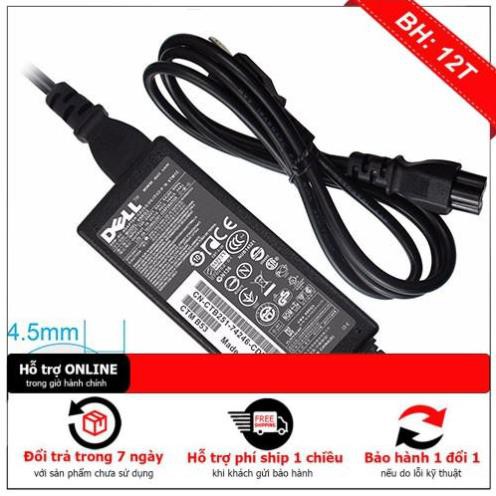 Sạc Laptop Dell 19.5V - 3.34A (65W) Chân Kim Nhỏ kích thước 4.5mm x 3.0mm - Hàng zin ZIN