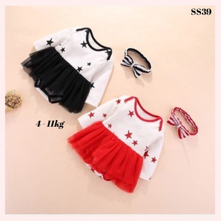 Váy body công chúa họa tiết sao kèm tuban/ thôi nôi bé gái 0-12 tháng SS39