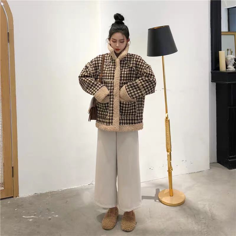 Áo khoác dạ hoạ tiết caro basic Hàn Quốc lót lông cừu siêu xịn hàng Quảng Châu (ảnh thật  | BigBuy360 - bigbuy360.vn