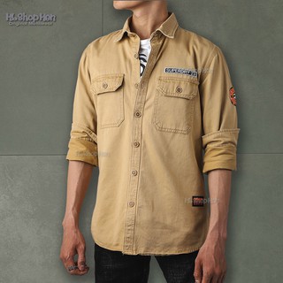 Áo sơ mi denim nam cao cấp Form rộng vải dày 4 màu nam tính