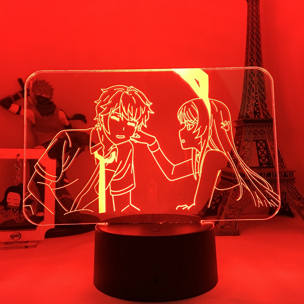 Đèn Ngủ Để Bàn Hình Sakurajima Mai And Azusagawa Sakuta 3d Bằng Acrylic