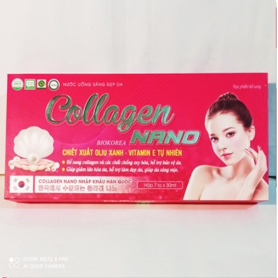 Nước uống trắng da COLLAGEN NANO - Nguyên liệu nhập khẩu Hàn quốc (Hộp 7 lọ x 30ml)
