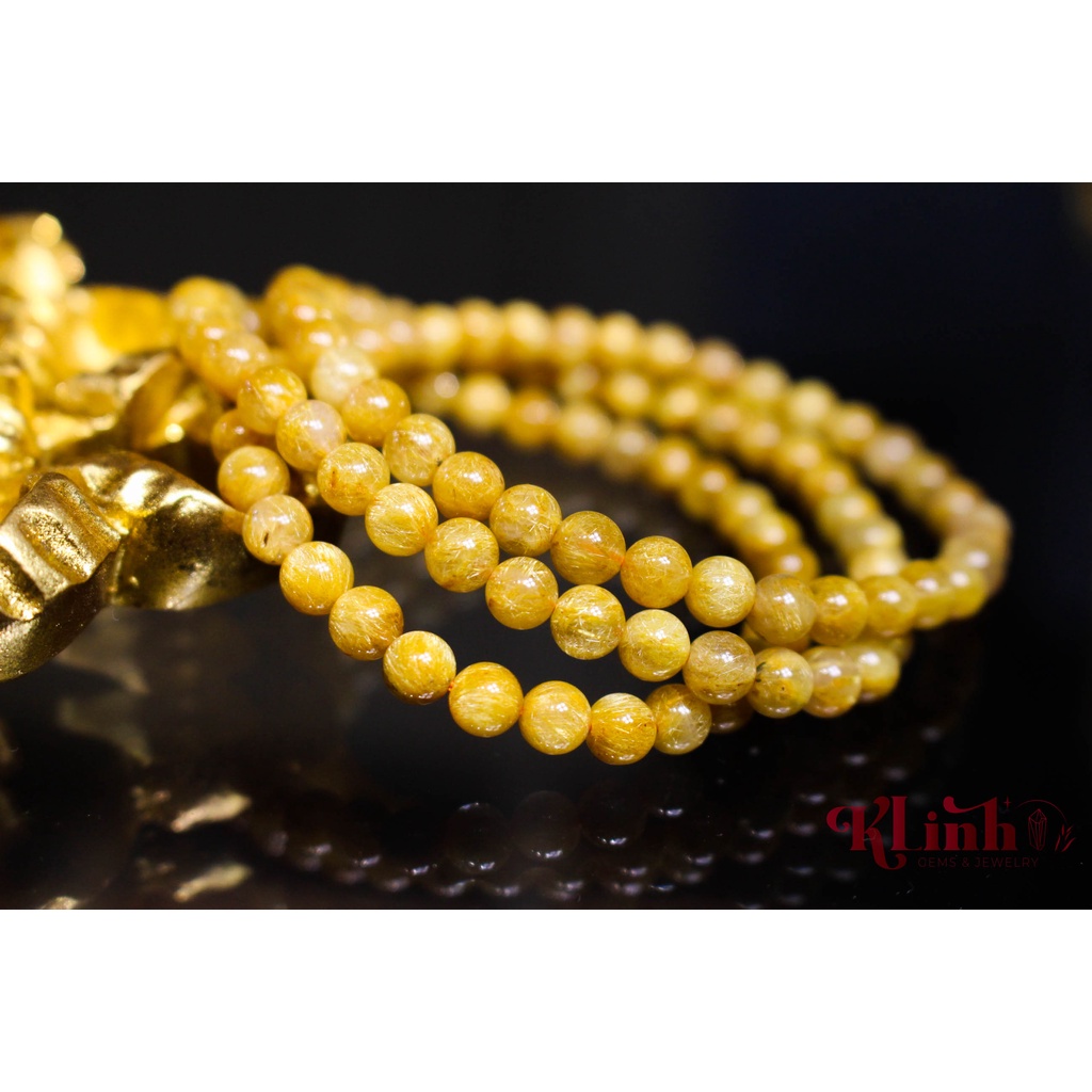 Chuỗi quần 3 vòng tay 𝐓𝐡𝐚̣𝐜𝐡 𝐚𝐧𝐡 tóc vàng cho mệnh Thổ - Kim