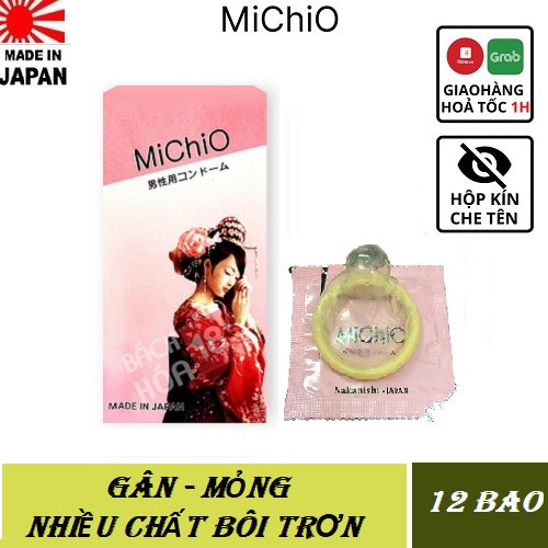 Bao cao su gân mỏng Michio [CHÍNH HÃNG 100%]  ,Nhật Bản ,Hộp 12C - cần chi phải canh ngày-lai rai cày suốt tháng