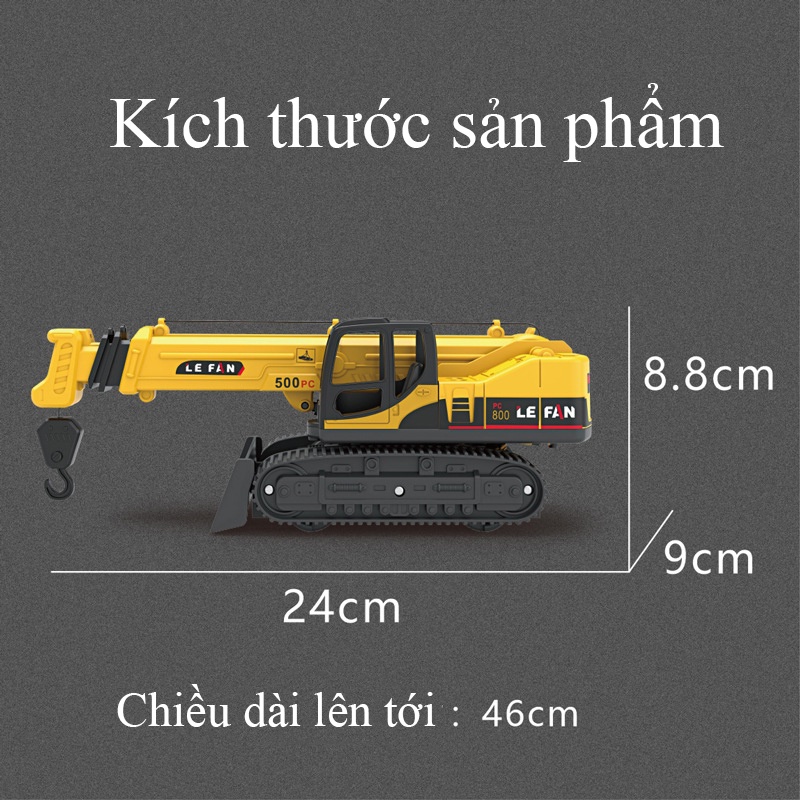 Đồ chơi mô hình xe cẩu ủi KAVY có móc đồ theo cơ chế ròng rọc bánh cao su