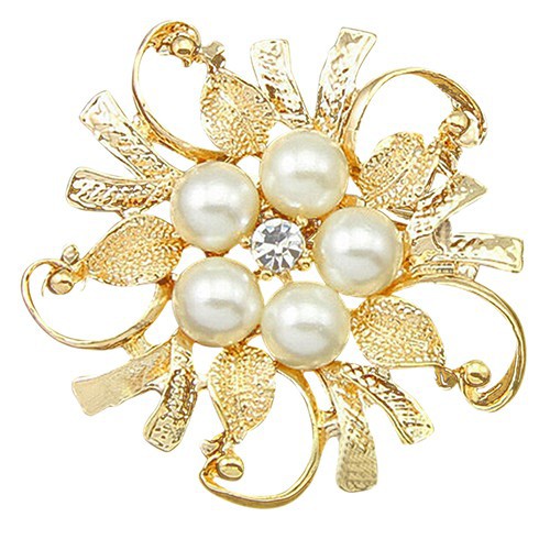 Ghim cài áo đính ngọc nhân tạo thiết kế hình bông hoa độc đáo cho nữ