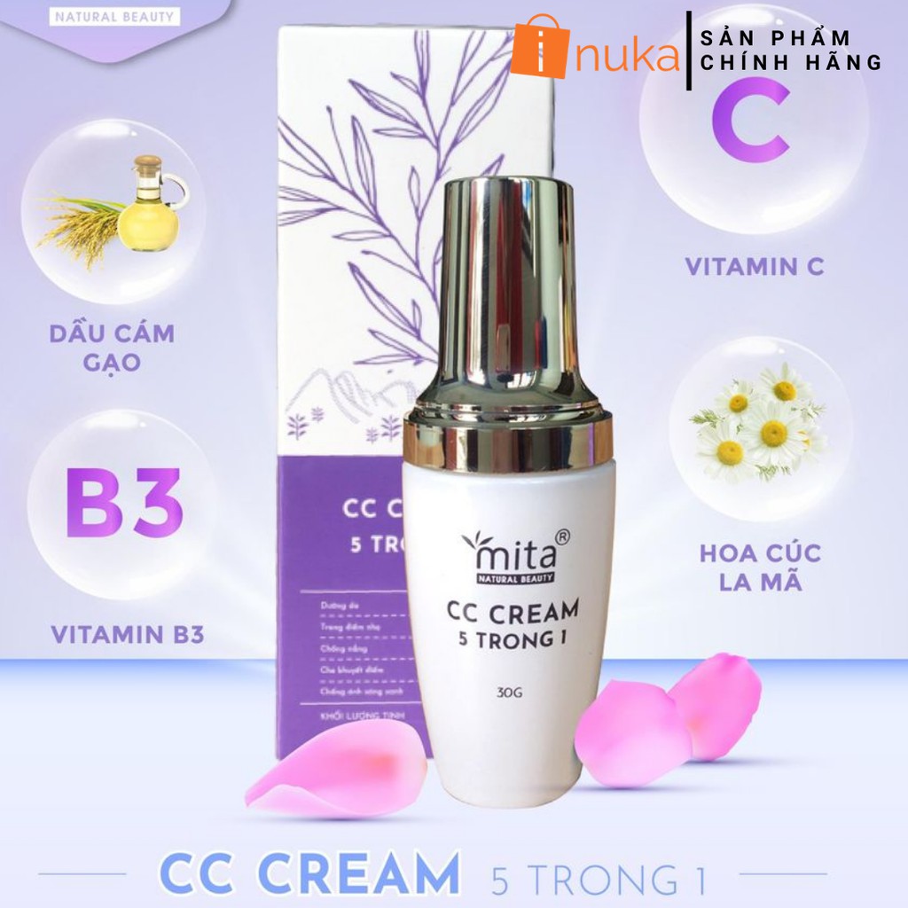 [Mua 1 Tặng 1]Kem CC Cream Dưỡng Ẩm, Kiềm Dầu, Trắng Da 5 IN 1 MITA (30ML) | BigBuy360 - bigbuy360.vn