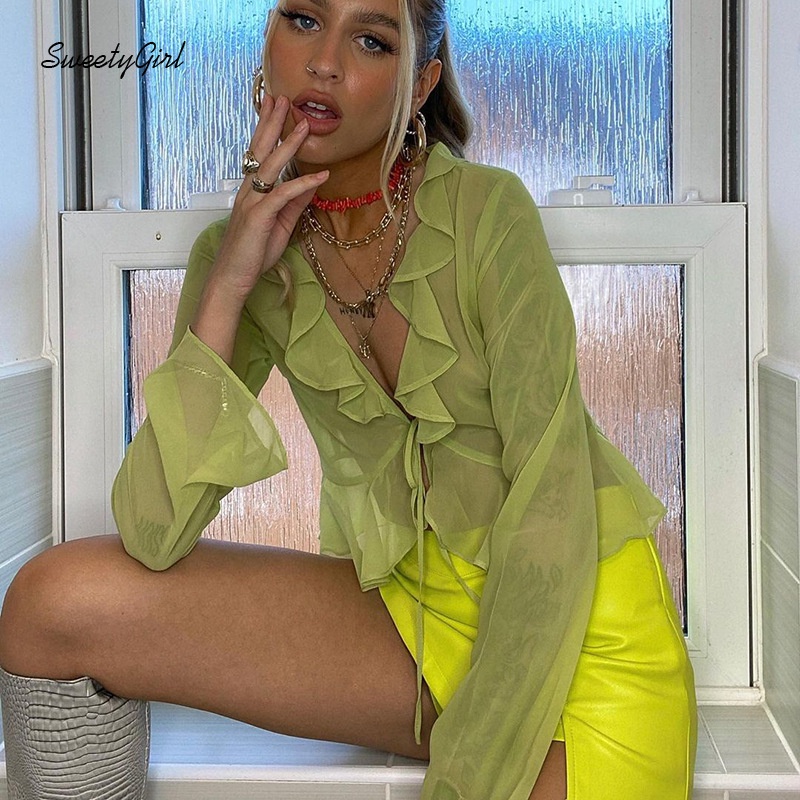 Áo Thun Cổ Chữ V Tay Dài Dáng Rộng Màu Trơn Quyến Rũ Dành Cho Nữ 2022