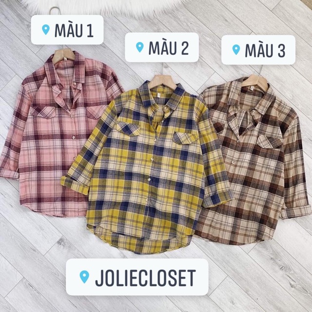 Áo Sơ Mi Kẻ Caro OverSize Cực Đẹp Hot Trend