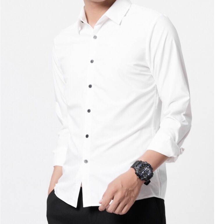 Áo sơ mi nam dài tay IKEMEN kiểu dáng Hàn Quốc , vải lụa thái mềm mịn , chống nhăn , chống xù cao cấp | BigBuy360 - bigbuy360.vn