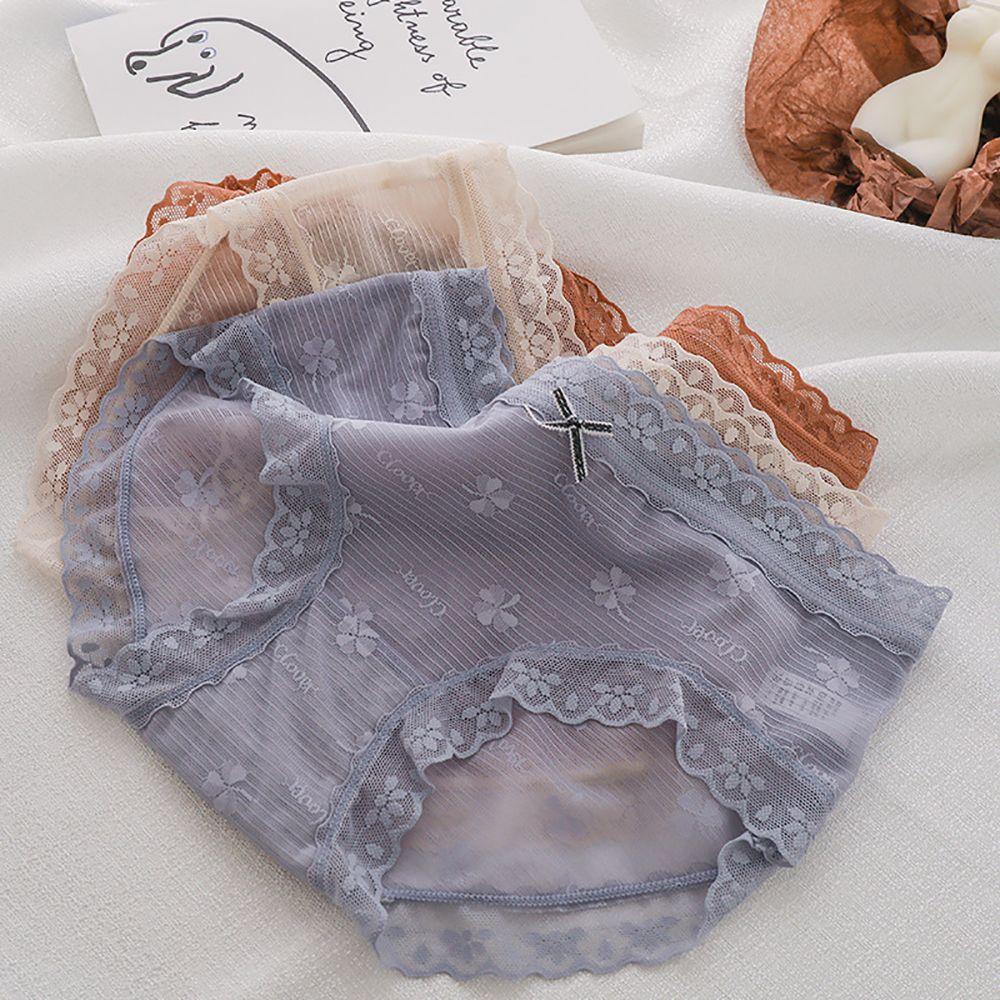 Quần Lót Lưới Màu Ngà Trong Suốt Ngọt Ngào Cho Nữ