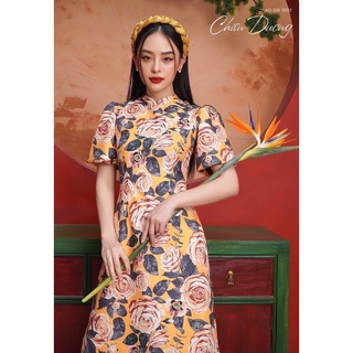 Áo dài cách tân hoa hồng