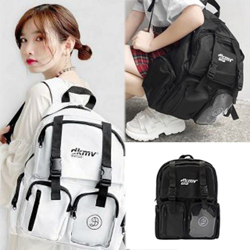 Balo nữ đi học ulzzang nhiều ngăn, balo local brand chính hãng, ba lô unisex D.KMV Logo Backpack Black