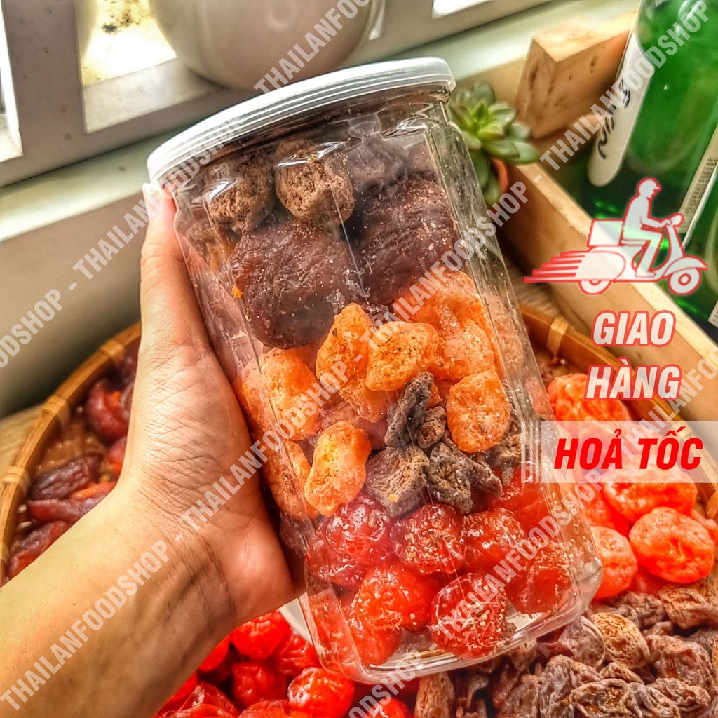 Xí Muội (Ô Mai) Mix 5 Vị (Đào Chẻ, Mận Cơm, XM Mơ, XM Oliu, XM Thái) Lon 500Gr