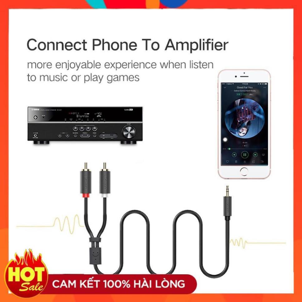 [Chính Hãng] Cáp chuyển 3.5mm 1,5M sang 2 đầu hoa sen RCA chính hãng Ugreen 10511
