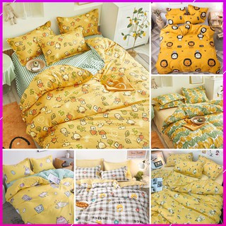 Chăn Ga Gối Cotton Poly Nhập Khẩu Bộ Chăn Ga Giường Màu Vàng Cùng Hai Vỏ Gối Cao Cấp