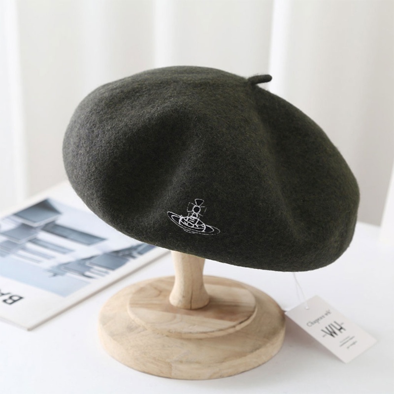 Wmmb Mũ Beret Hình Bát Giác Màu Trơn Thêu Họa Tiết Thời Trang Mùa Đông Cho Các Hoạt Động Ngoài Trời