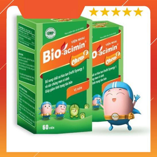 Viên nhai BIO-ACIMIN CHEW F vị sữa [Hộp 60 viên] - Bổ sung chất xơ, hết táo bón - Bioacimin / Fiber | Thế Giới Skin Care