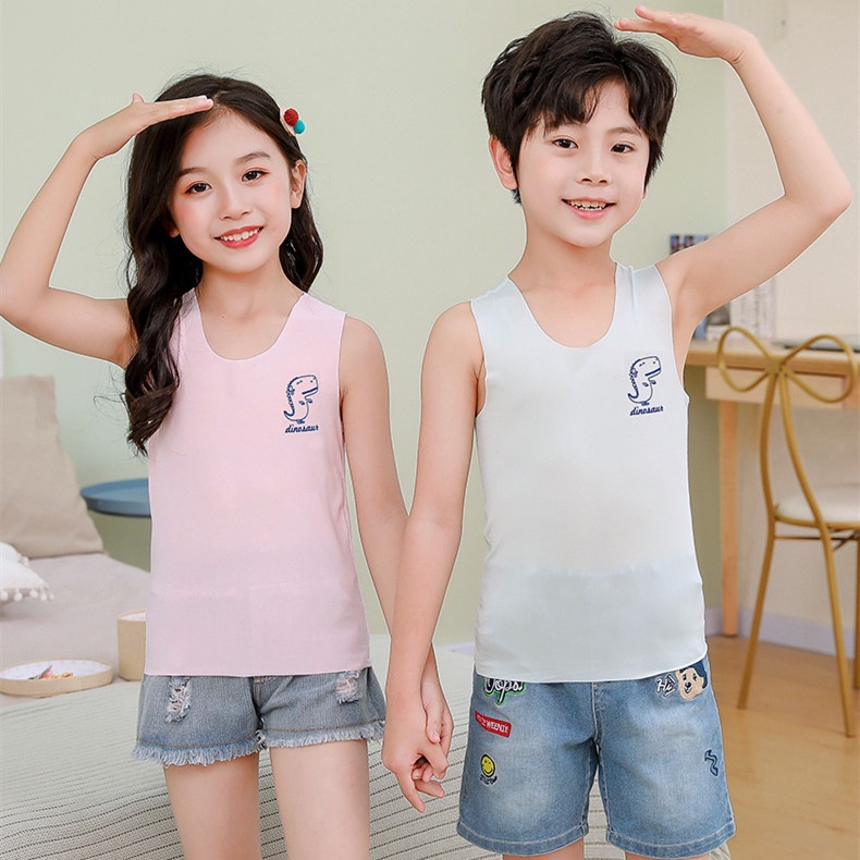 Áo Thun Không Tay Không Đường May 100-160cm In Hình Hoạt Hình Cho Bé