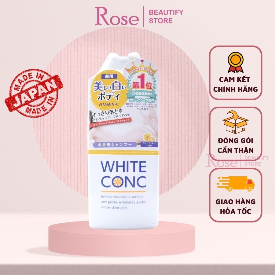 Sữa tắm trắng da toàn thân White Conc Body dưỡng ẩm toàn thân từ Nhật chính hãng 200g Rose.beautify