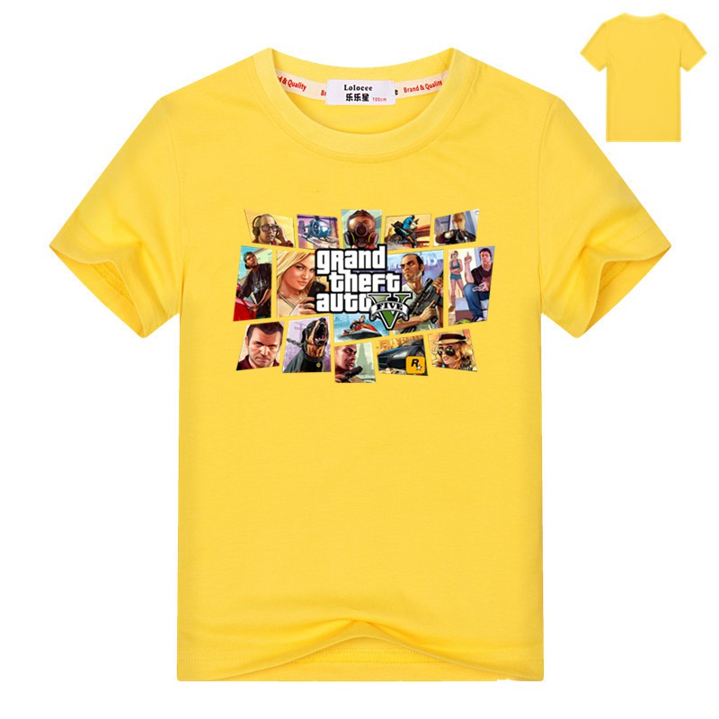 Áo Thun Tay Ngắn In Hình Logo Grand Theft Auto Gta 5 Cá Tính Cho Bé Trai