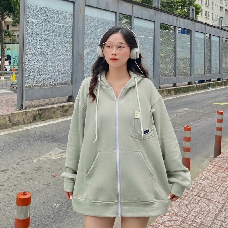 Áo Khoác Hoodie Phối Zip Unisex ICON SAD :( 🙁 v2 Vải Nỉ Bông màu KEM/ĐEN 🖤 Nam nữ unisex 🖤 Áo hoodie dây kéo Form Rộng 🙁