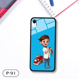 Ốp lưng kính 3D iPhone XR- hình cute