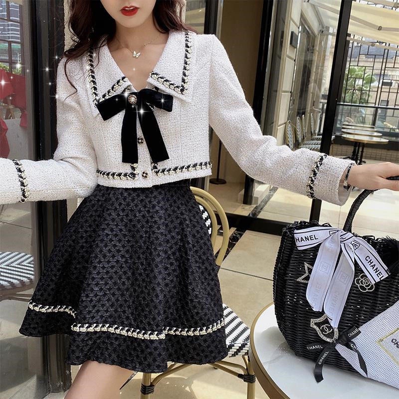 Set áo khoác và chân váy chữ a thời trang thanh lịch cho nữ