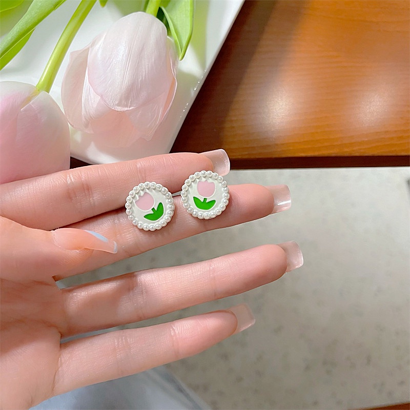 Bông Tai Hình Tròn Đính Ngọc Trai Dễ Thương Thời Trang 2022