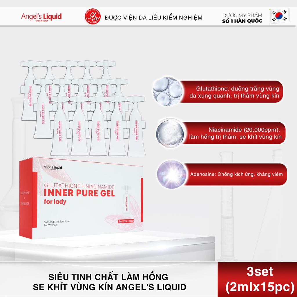 Siêu Tinh Chất Làm Hồng Se Khít Vùng Kín Angel's Liquid Glutathione Plus Niacinamide Inner Pure Gel 2ml x15 ống