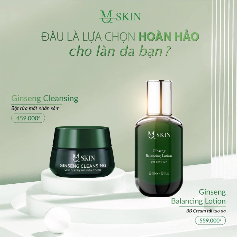 Combo bột rửa mặt nhân sâm MQ và bb cream MQ
