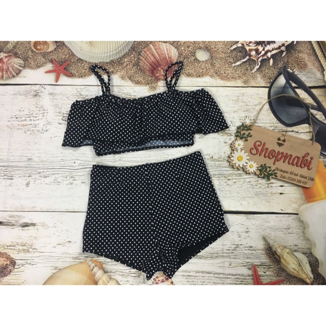 Giá sập sànĐồ bơi áo rớt vai quần short chấm biSiêu HOT