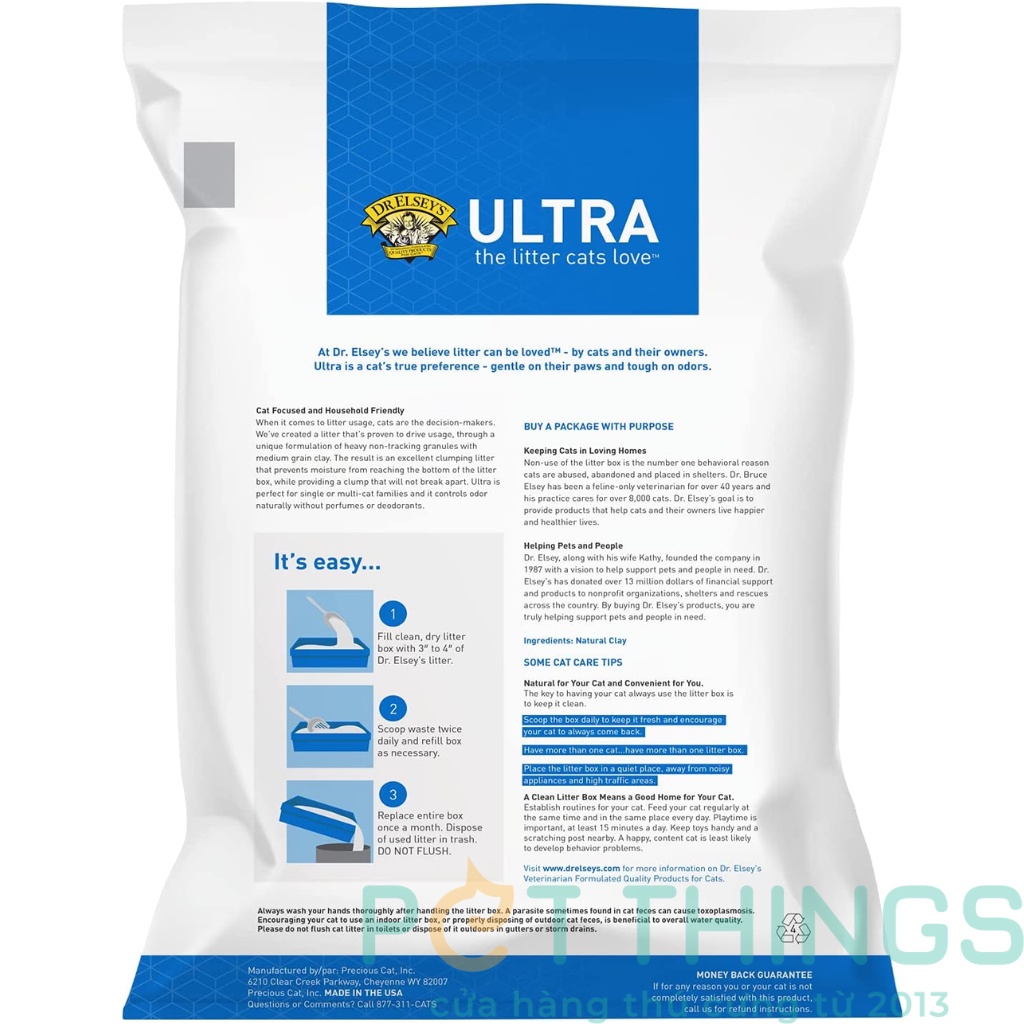Cát vệ sinh cho mèo Dr. Elsey's vón cục Nhập Mỹ 8.16kg/18.14kg bán chạy nhất Amazon