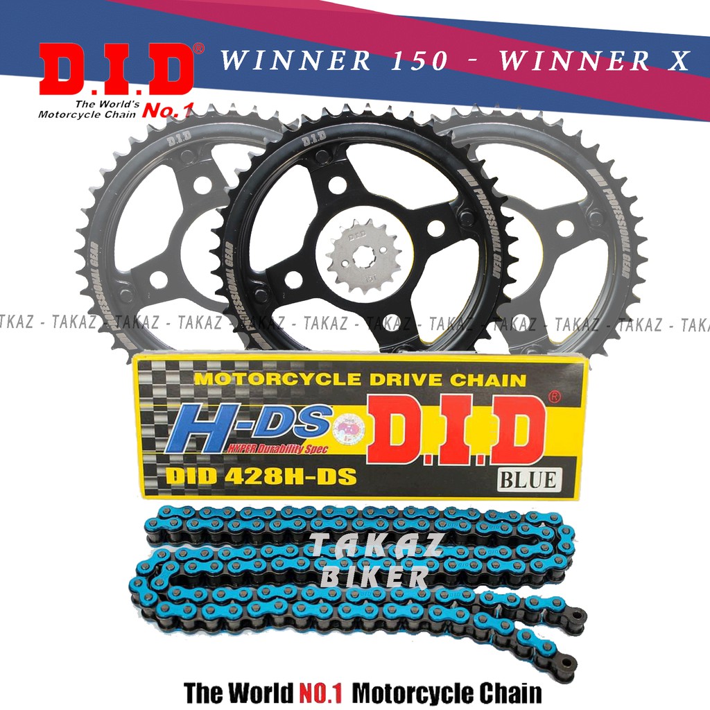 B2 Sên Nhông Đĩa DID Winner 150 - Sên Màu Xanh DID Hàng Rời 15T - 44T - 122L
