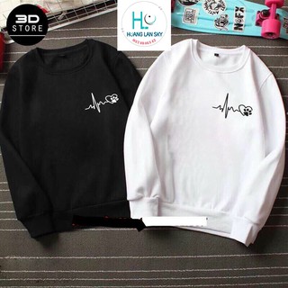 Áo nỉ thu đông , Áo cặp đôi tình yêu nhịp tim nhỏ có 2 màu trắng, đen