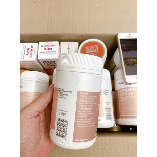 Viên uống bổ sung Vitamin D3 1000IU Healthy Care - Hàng Úc Nội địa hỗ trợ hấp thụ canxi , tăng đề kháng