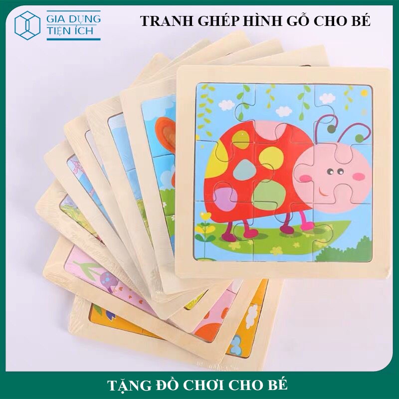 Tranh Ghép Hình Gỗ 9 Miếng Cho Bé Siêu Đáng Yêu Nhiều Mẫu Con Vật, Phương Tiện Giao Thông Khác Nhau