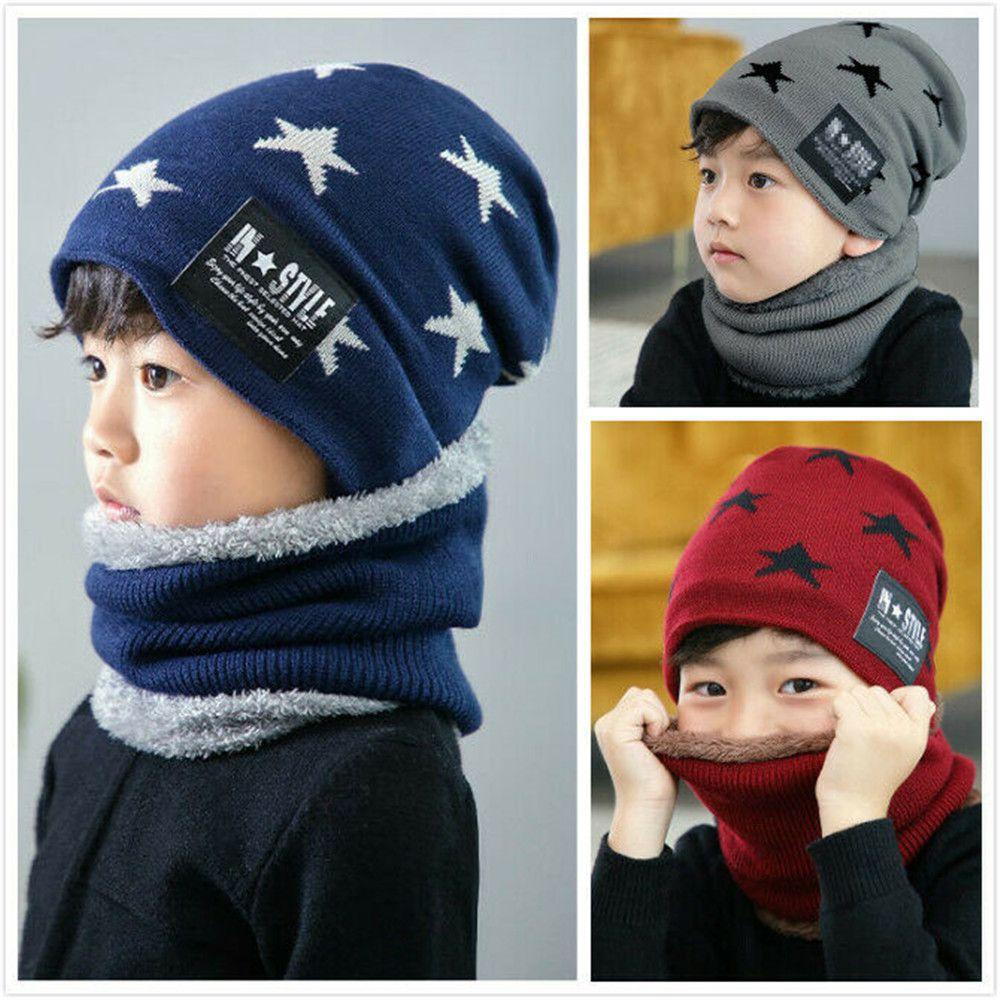 JUNE Set 2 Món Mũ Len Kèm Khăn Choàng Cổ Giữ Ấm Mùa Đông Cho Bé