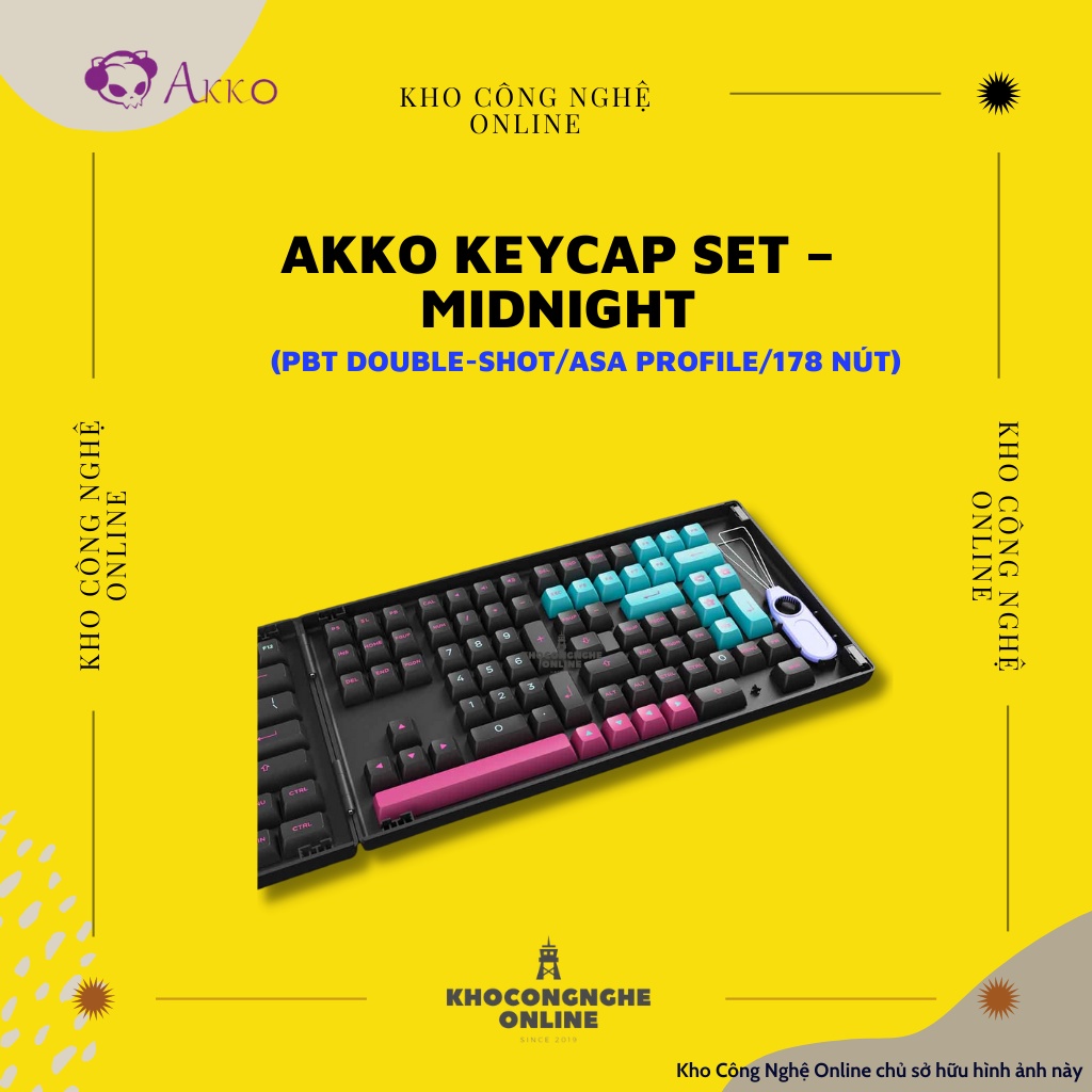 AKKO Keycap set – Midnight (PBT Double-Shot/ASA profile/178 nút)