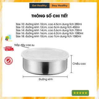[CỰC RẺ] Set 5 Bát Inox Có Nắp Đậy Silicon