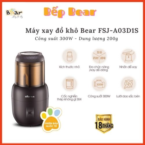 Máy Xay Thực Phẩm Khô Bear FSJ-A03D1S - Brown - Chính hãng Bảo hành 18 tháng