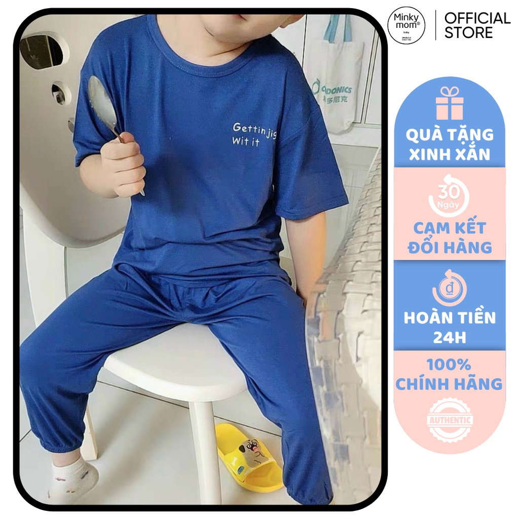 [SALE] Bộ Quần Áo Alibaba Quần Dài Áo Cộc Cho Bé Trai, Bé Gái Minky Mom Vải Thun Lạnh Họa Tiết Dễ Thương MKM2132