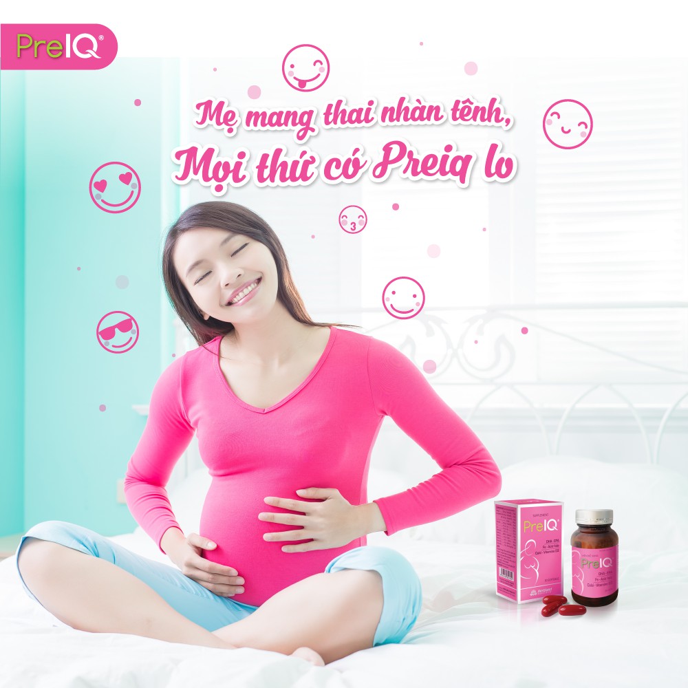 PREIQ [Hộp 30 viên] - Viên uống bổ sung Vitamin và khoáng chất thiết yếu cho phụ nữ mang thai [pre iq, prenatal]