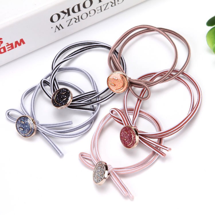 【COD】Dây buộc tóc nhiều lớp co giãn hình ngôi sao mặt cười lấp lánh cho nữ