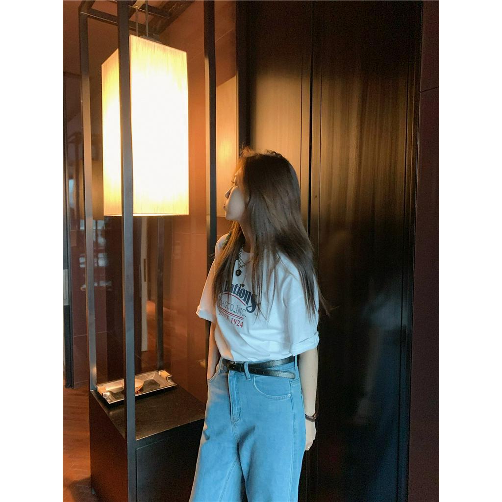 Áo Thun Cotton Ngắn Tay In Chữ Phong Cách Mới Mùa Hè 62217