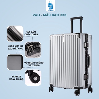 Vali kéo mevali 333 màu bạc, vali du lịch nhựa abs chắc chắn - bh 5 năm